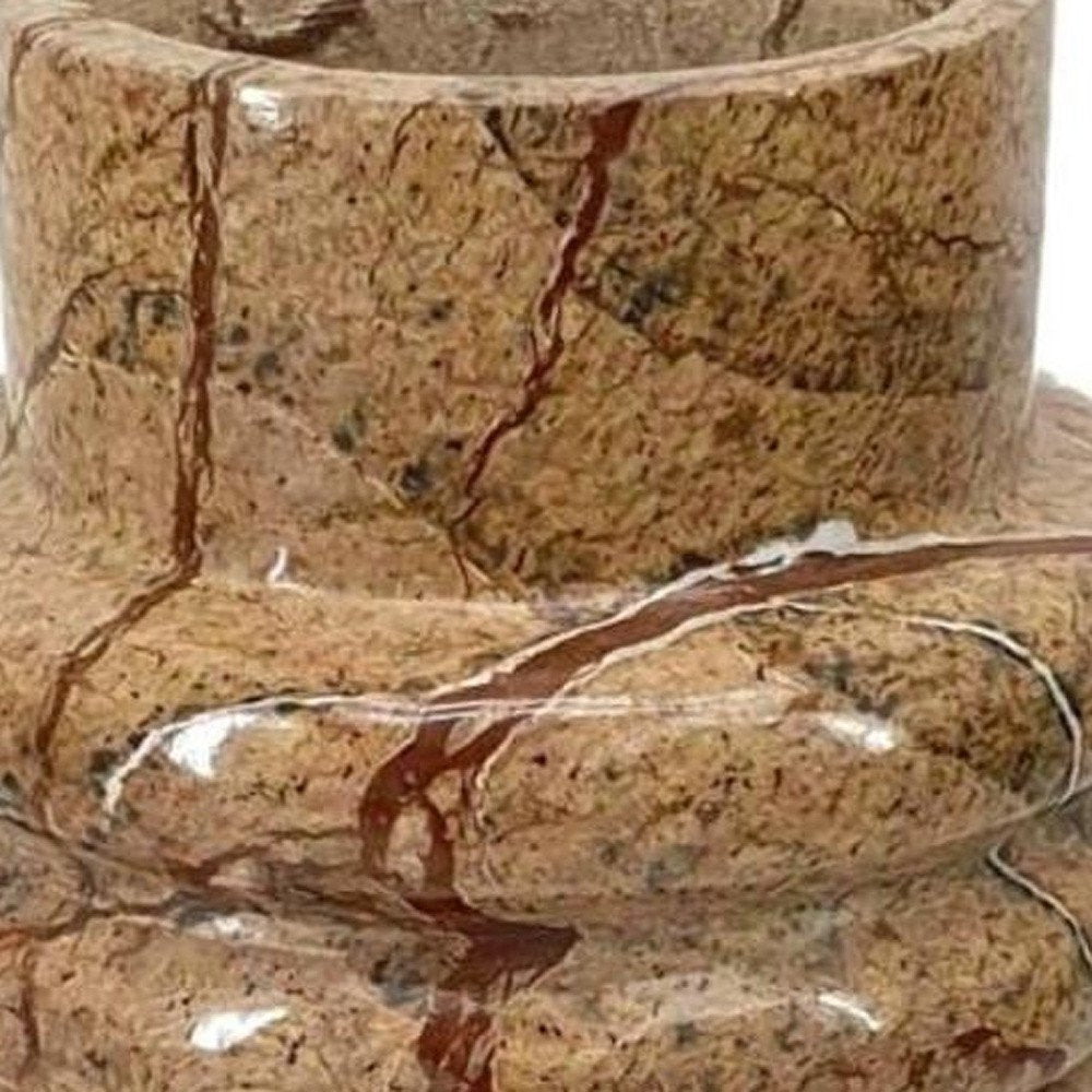 8" Brown Marble Ridged Table Vase
