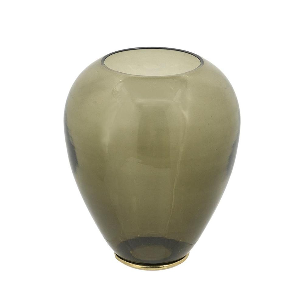 14" Dark Green and Gold Glass Branch Jar