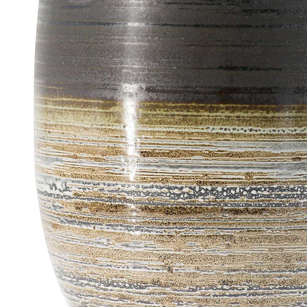 11" Brown and Bronze Striped Round Table Vase