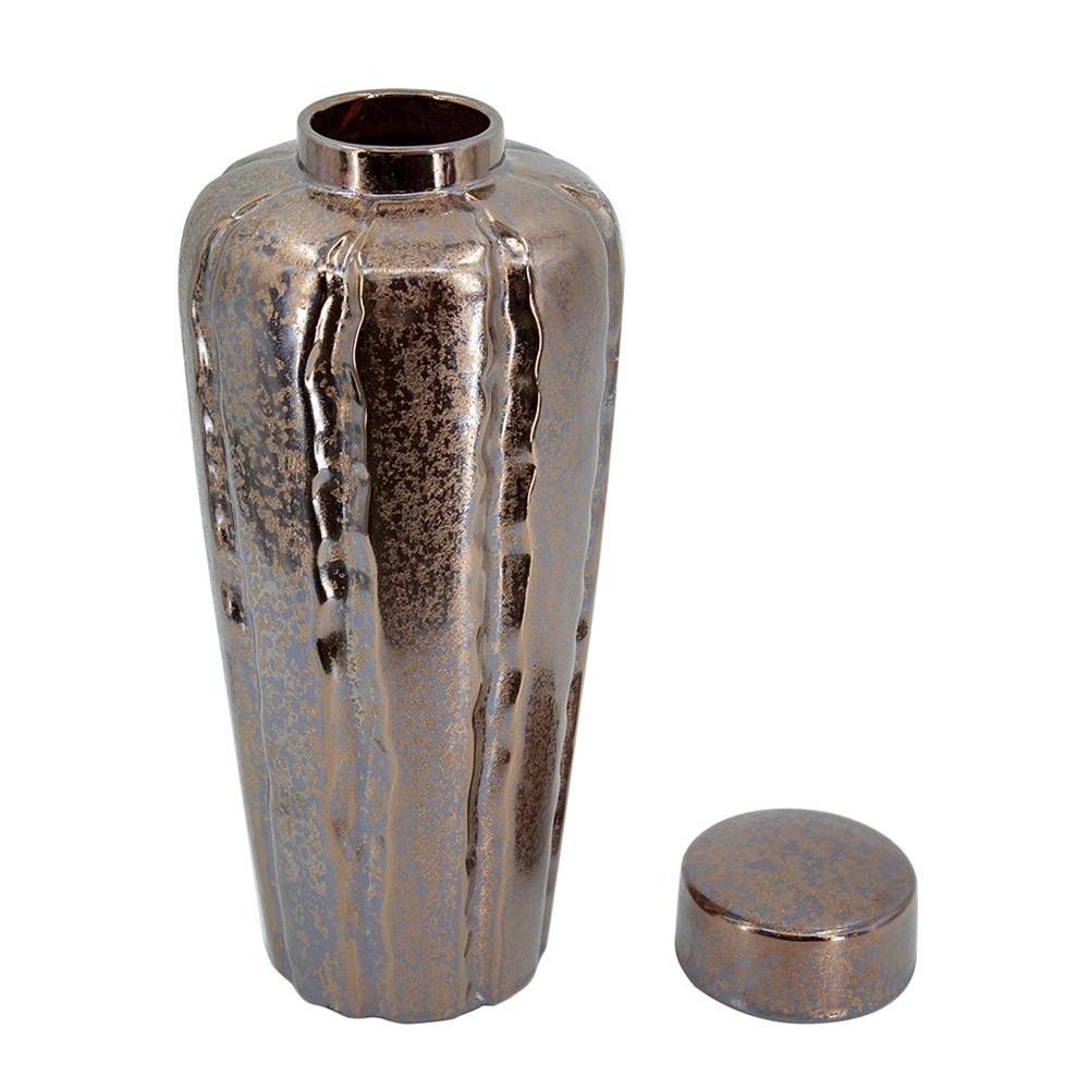 3 pc. Bronze and Silver Round Ceramic Table Vase