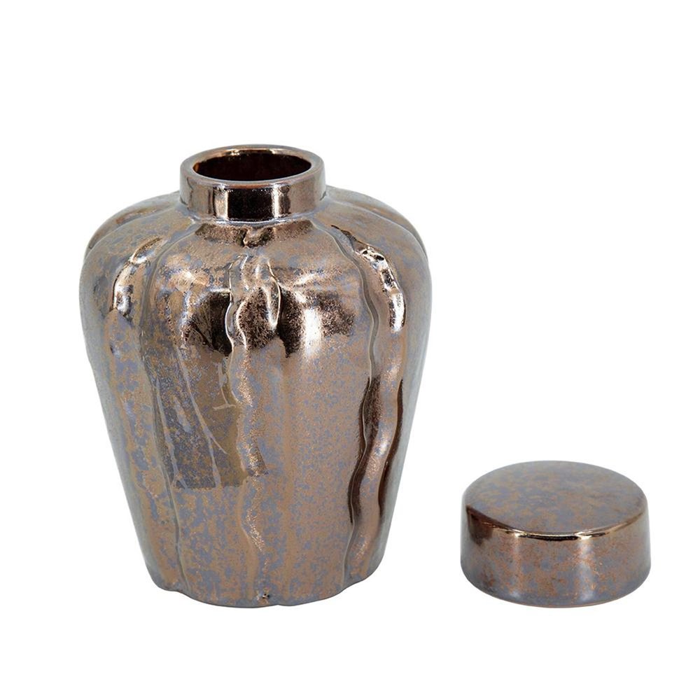 3 pc. Bronze and Silver Round Ceramic Table Vase