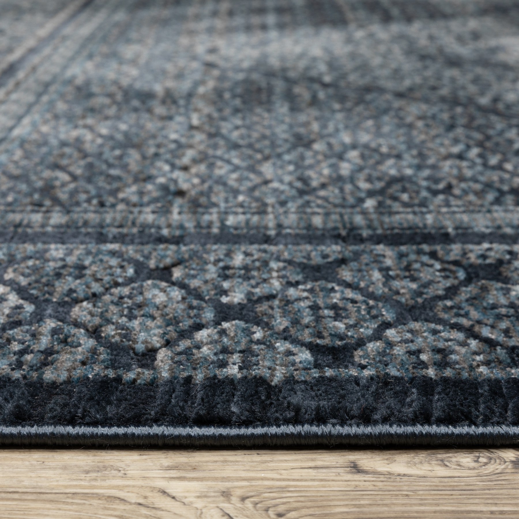 Blue and Teal Medallion Rug with Fringe