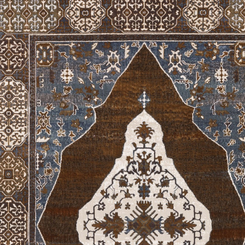 Gray And Blue Medallion Area Rug