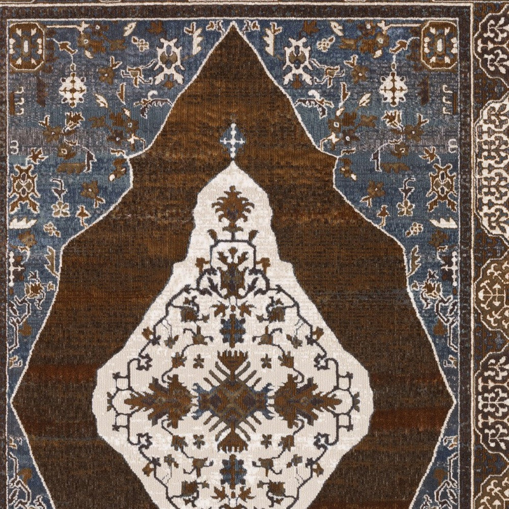 Gray And Blue Medallion Area Rug