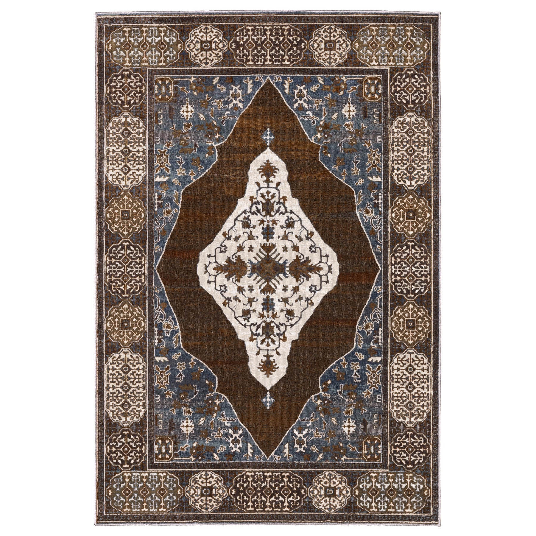 Gray And Blue Medallion Area Rug