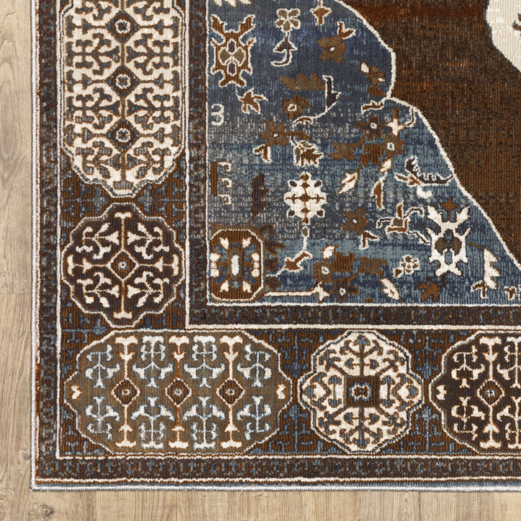 Gray And Blue Medallion Area Rug
