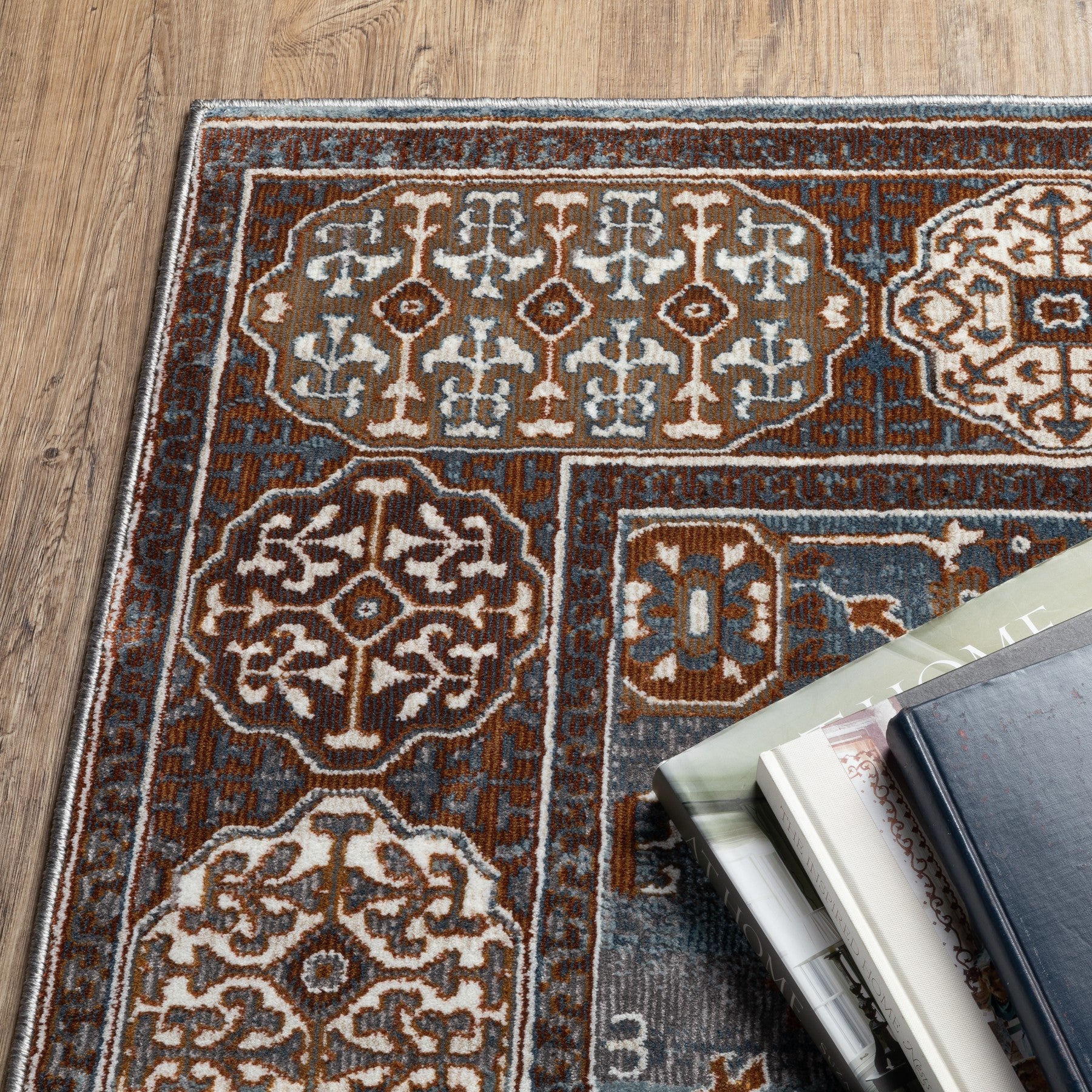Gray And Blue Medallion Area Rug