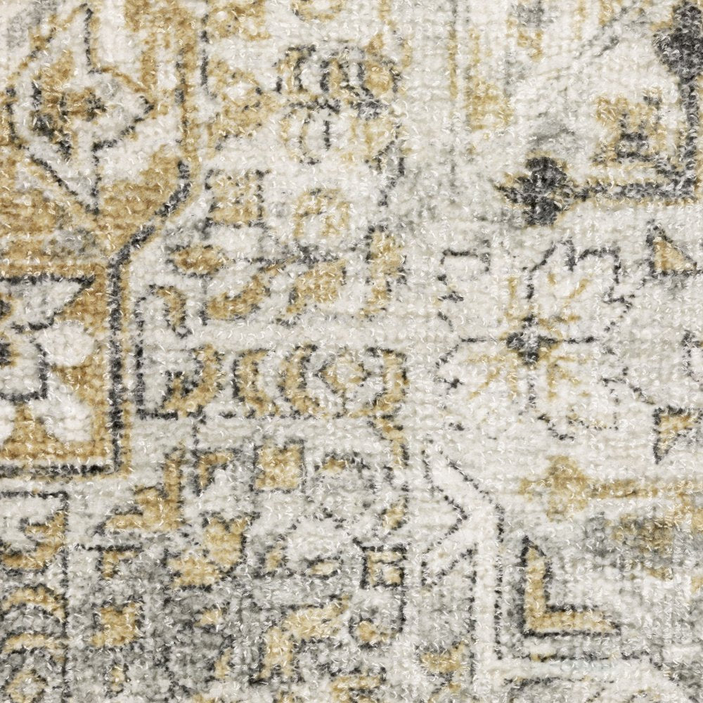 Gray and Gold Medallion Area Rug