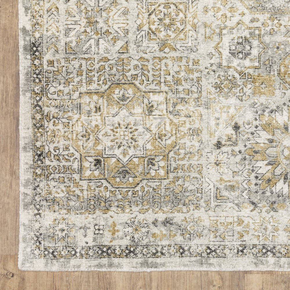 Gray and Gold Medallion Area Rug