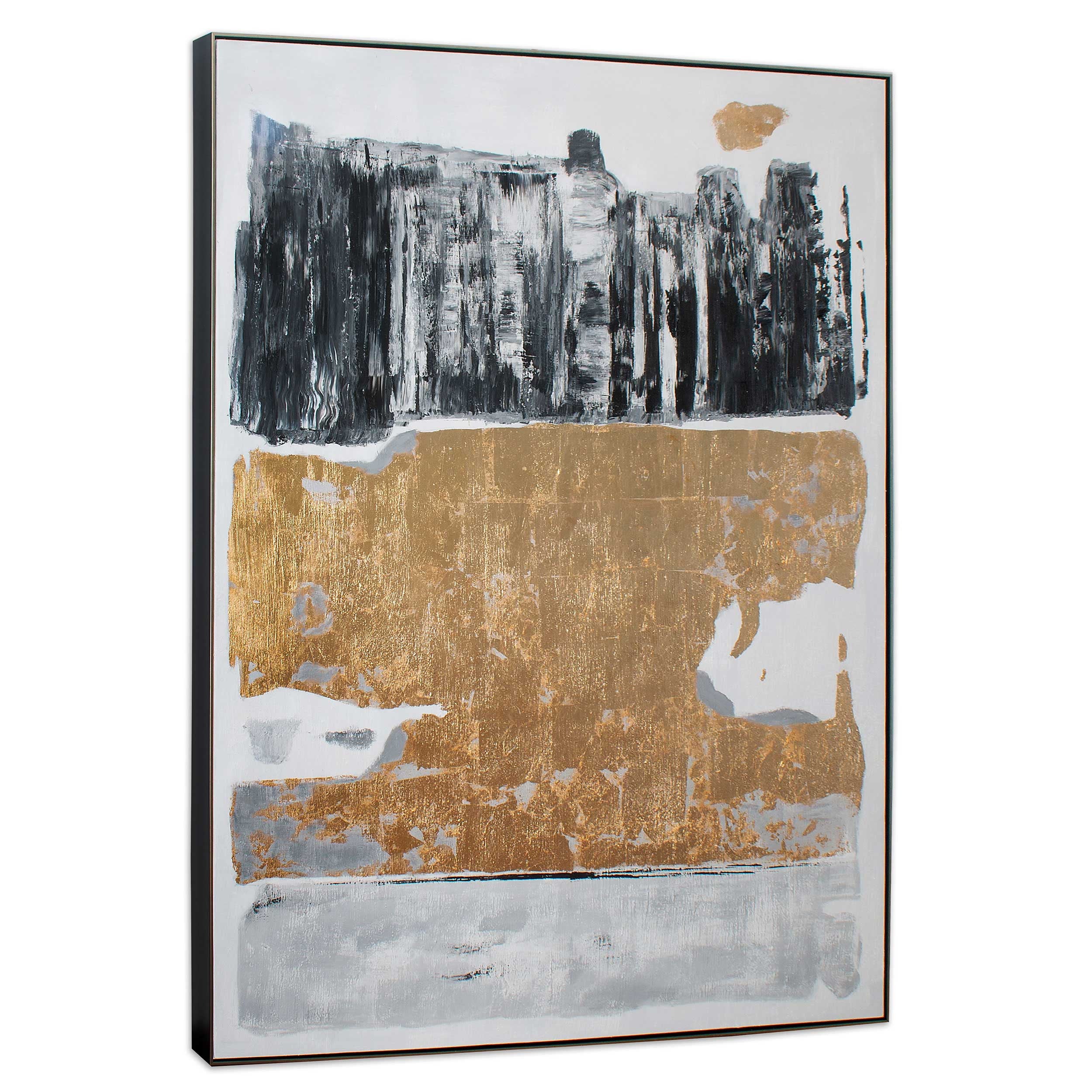 69" x 78" Black, Gray and Gold "Allurement" Painting