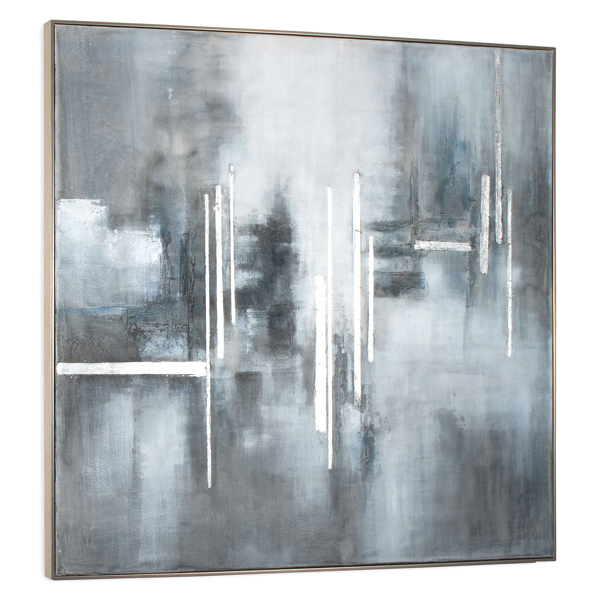 59" x 59" Gray and White "Royal" Painting