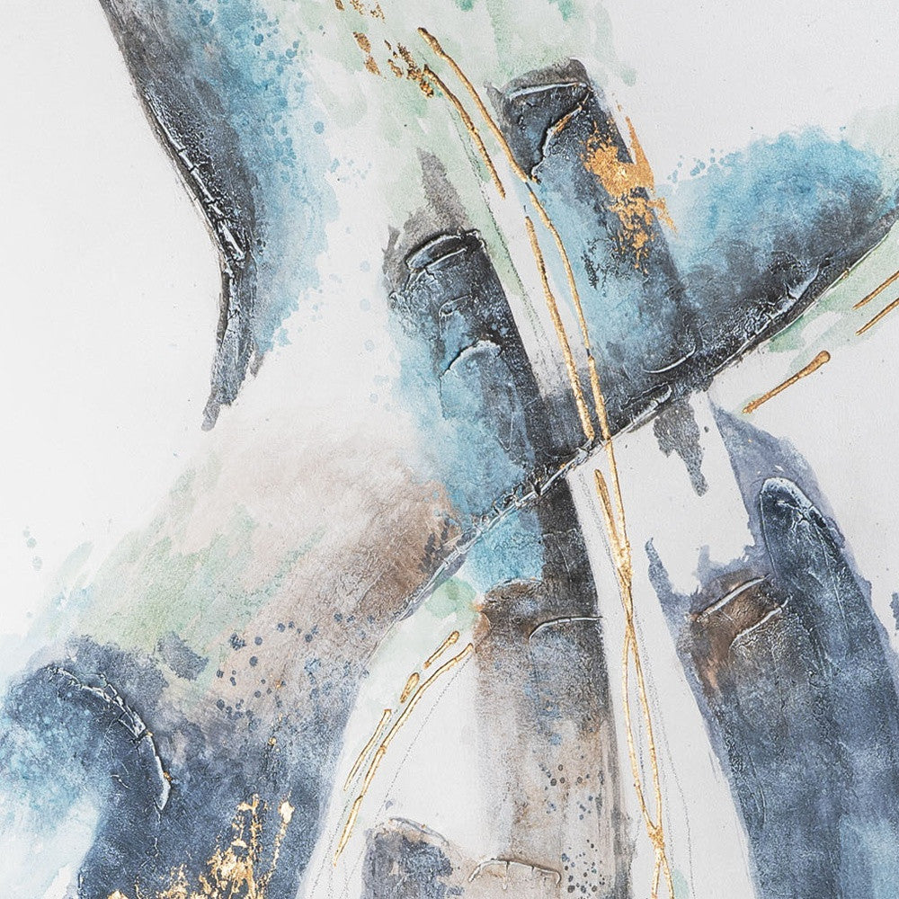 53" x 70" Blue and Green "Strokes" Painting