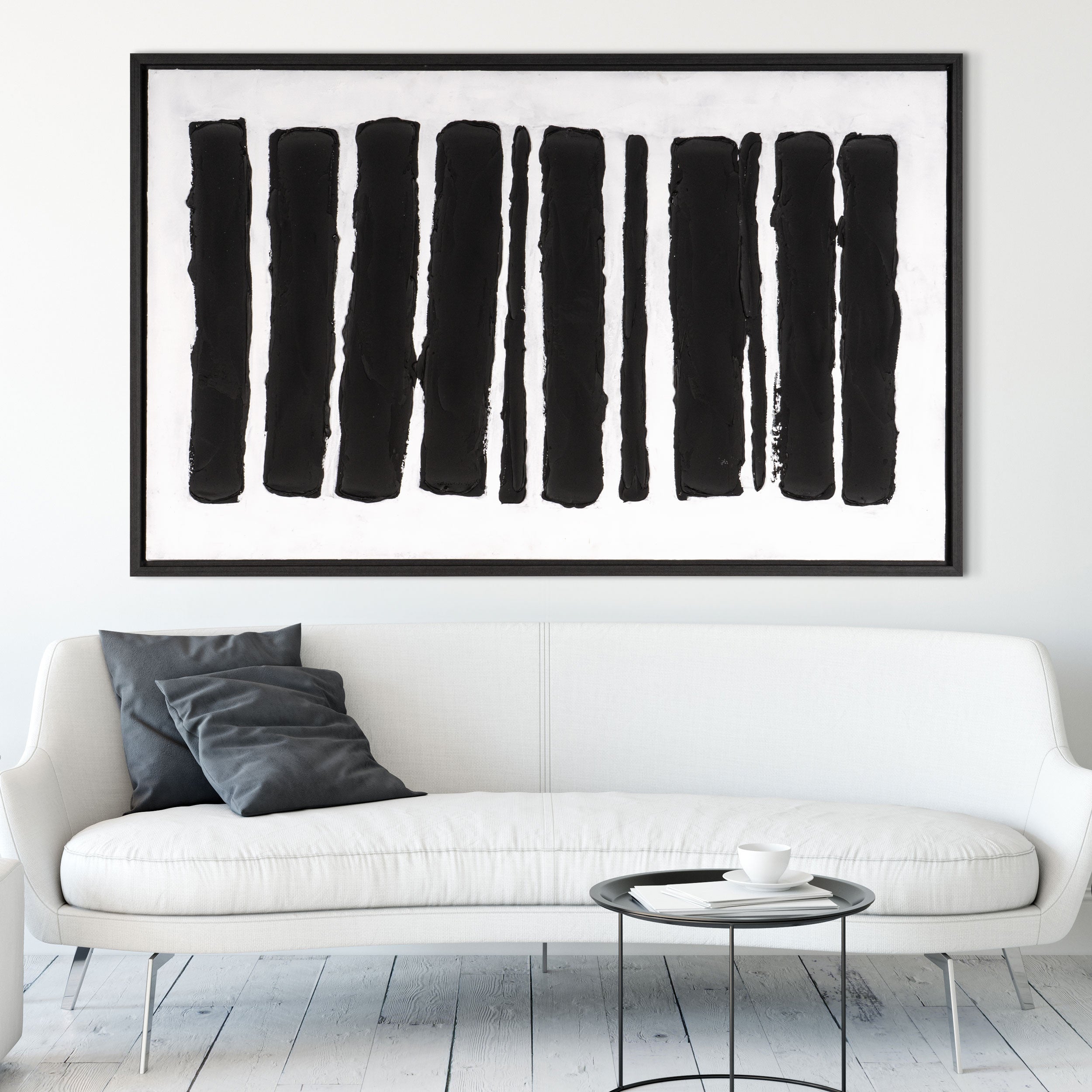 65" x 42" Black and White "Rhythms" Wall Art