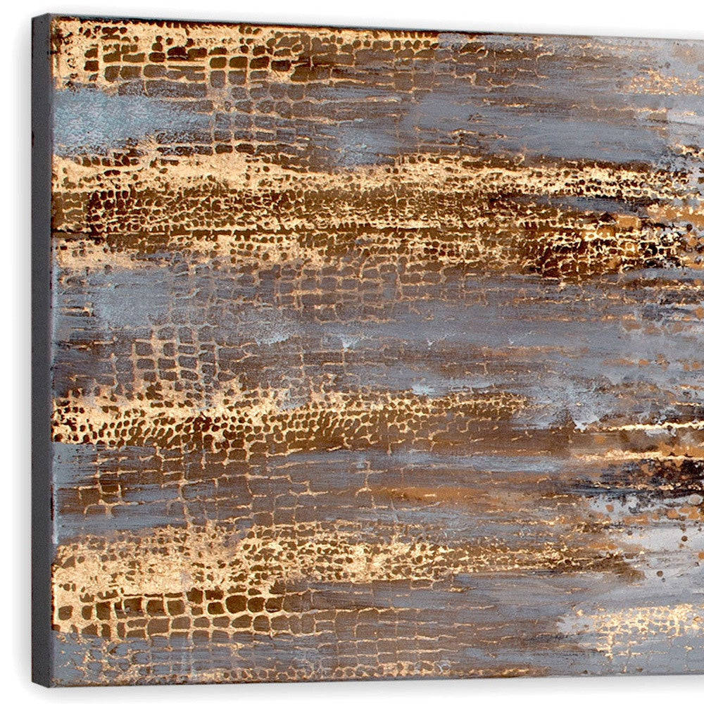 74" x 27" Gray and Gold "Transition" Canvas Art