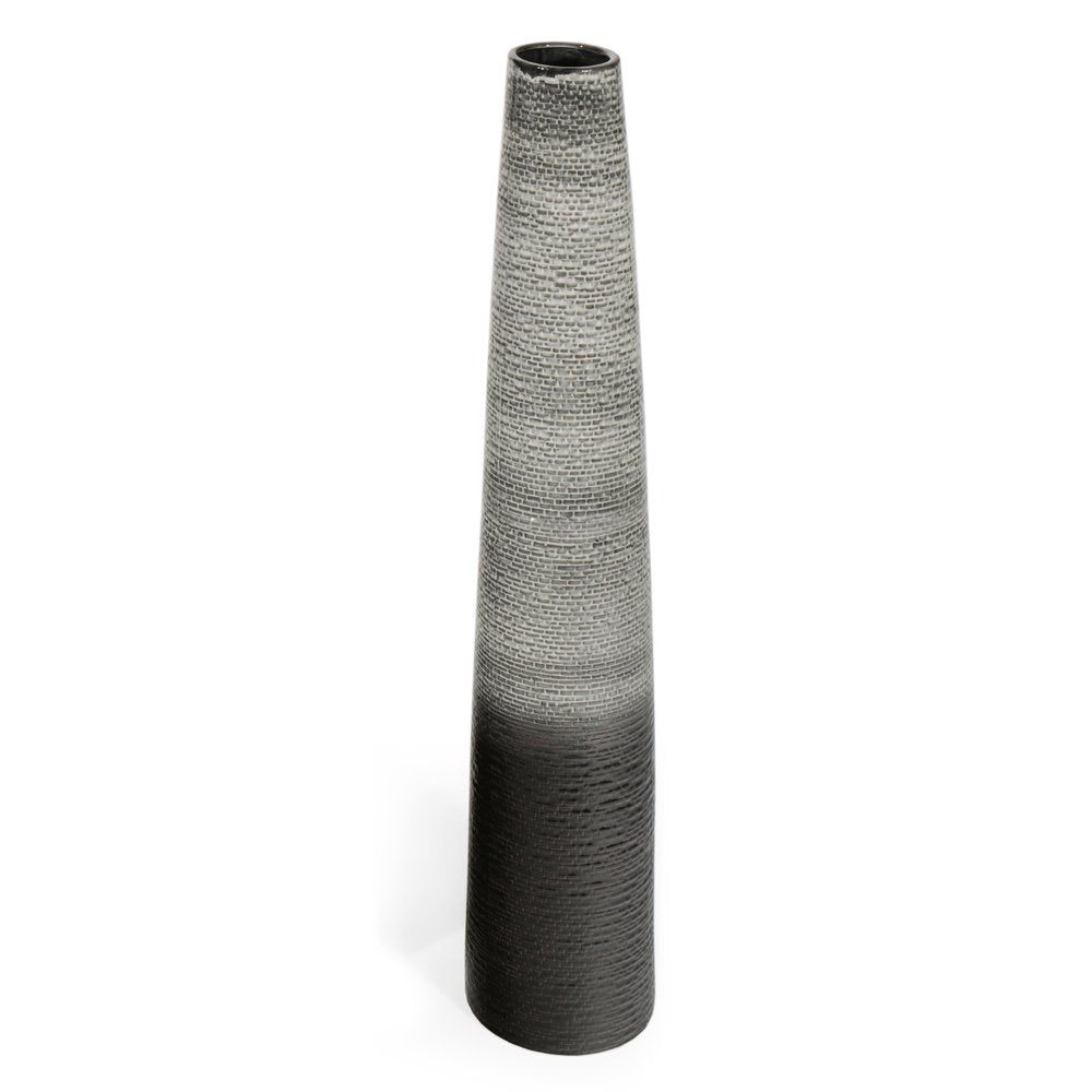 39" Black and Gray Ombre Tapered Floor Vase
