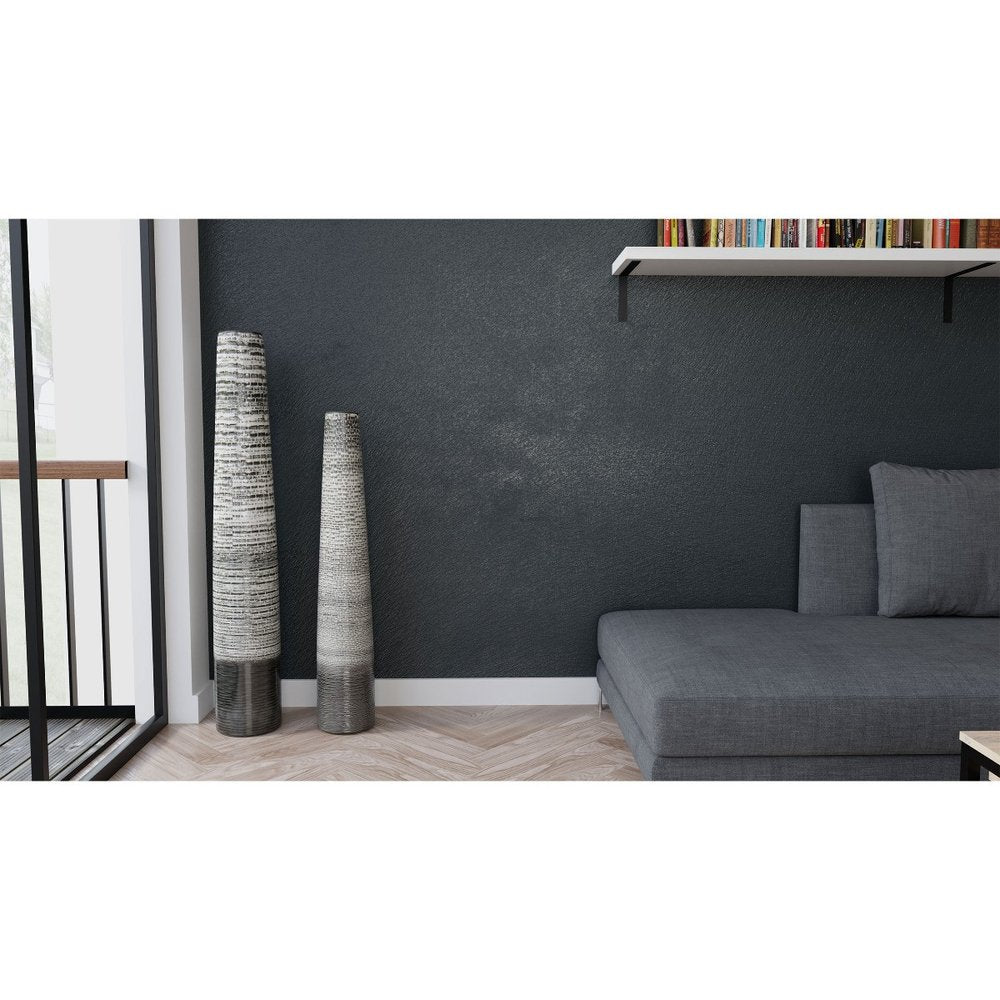 39" Black and Gray Ombre Tapered Floor Vase
