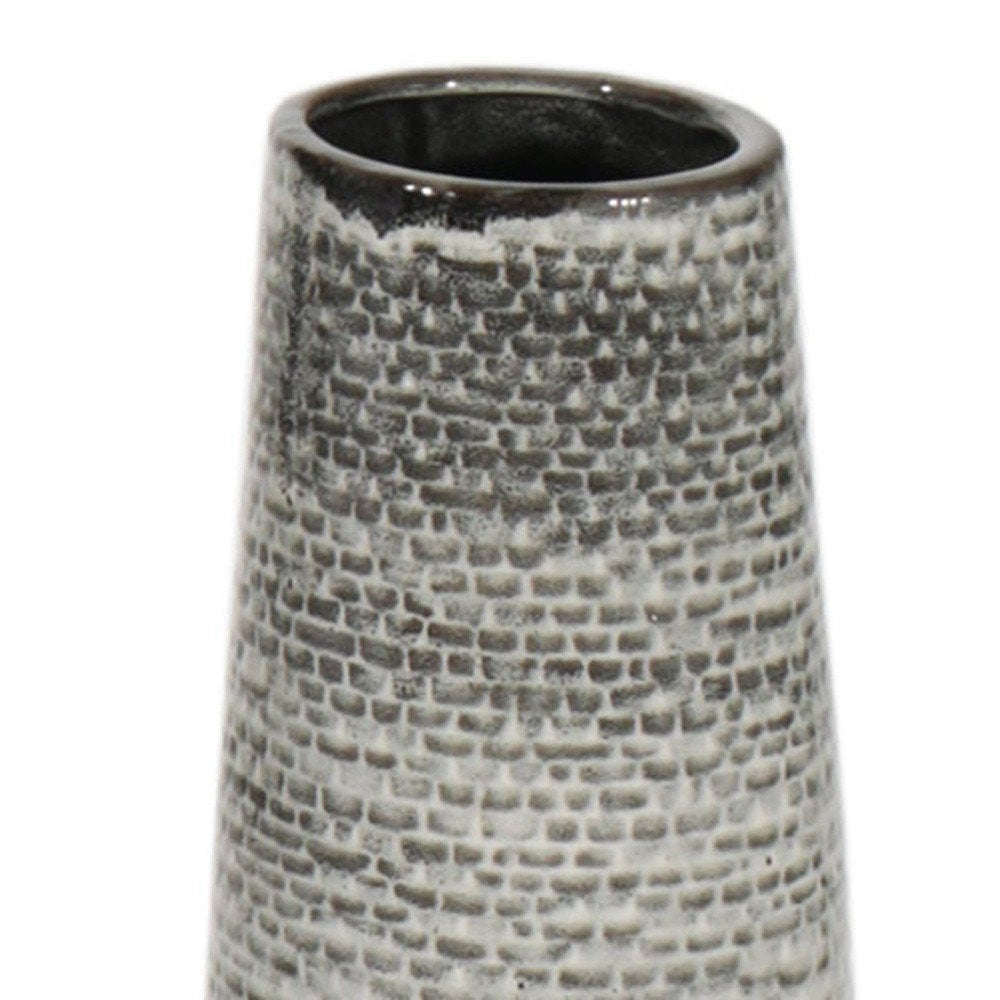 39" Black and Gray Ombre Tapered Floor Vase