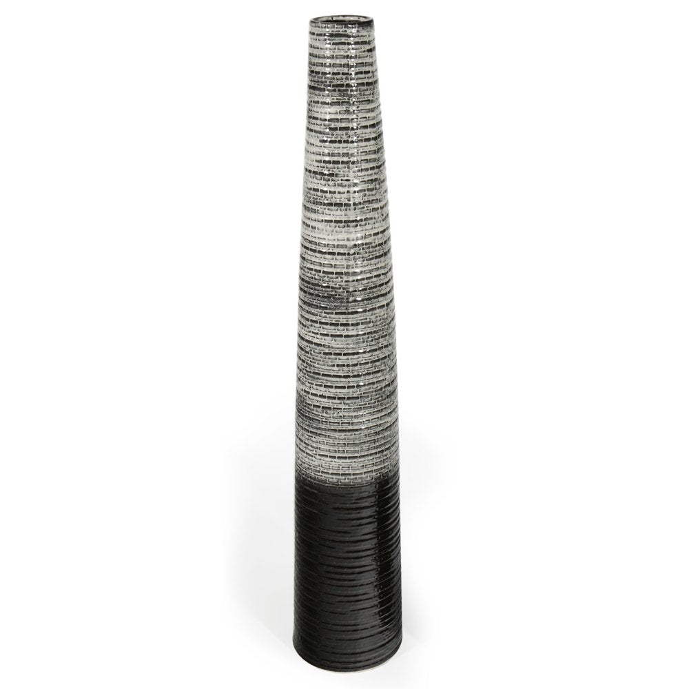 47" Black and Gray Ombre Tapered Floor Vase