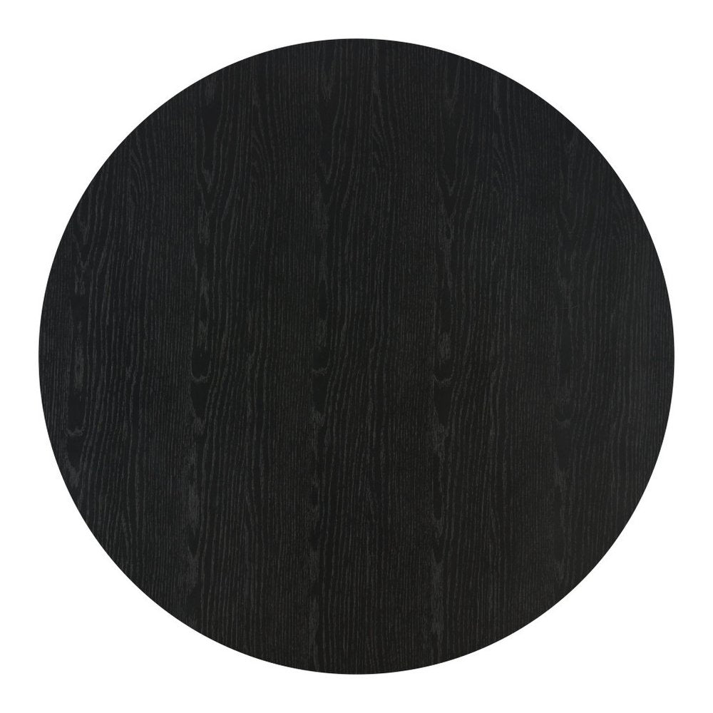 32" Black and Brown Fluted Wood Drum Coffee Table