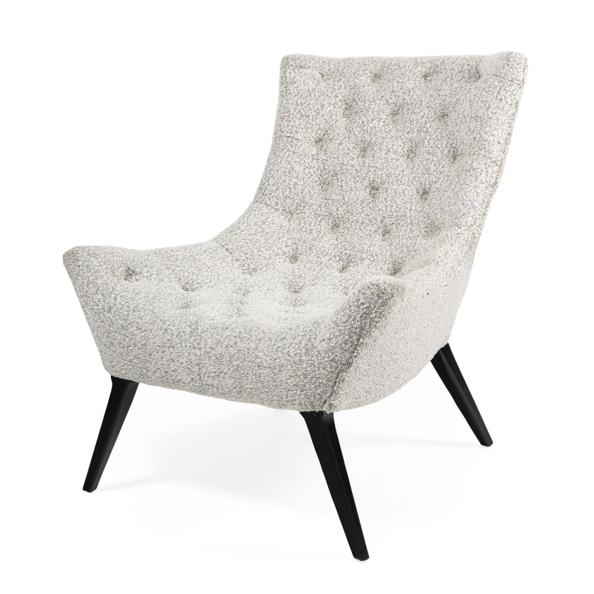 32" Gray and Black Bouclé Tufted Chair