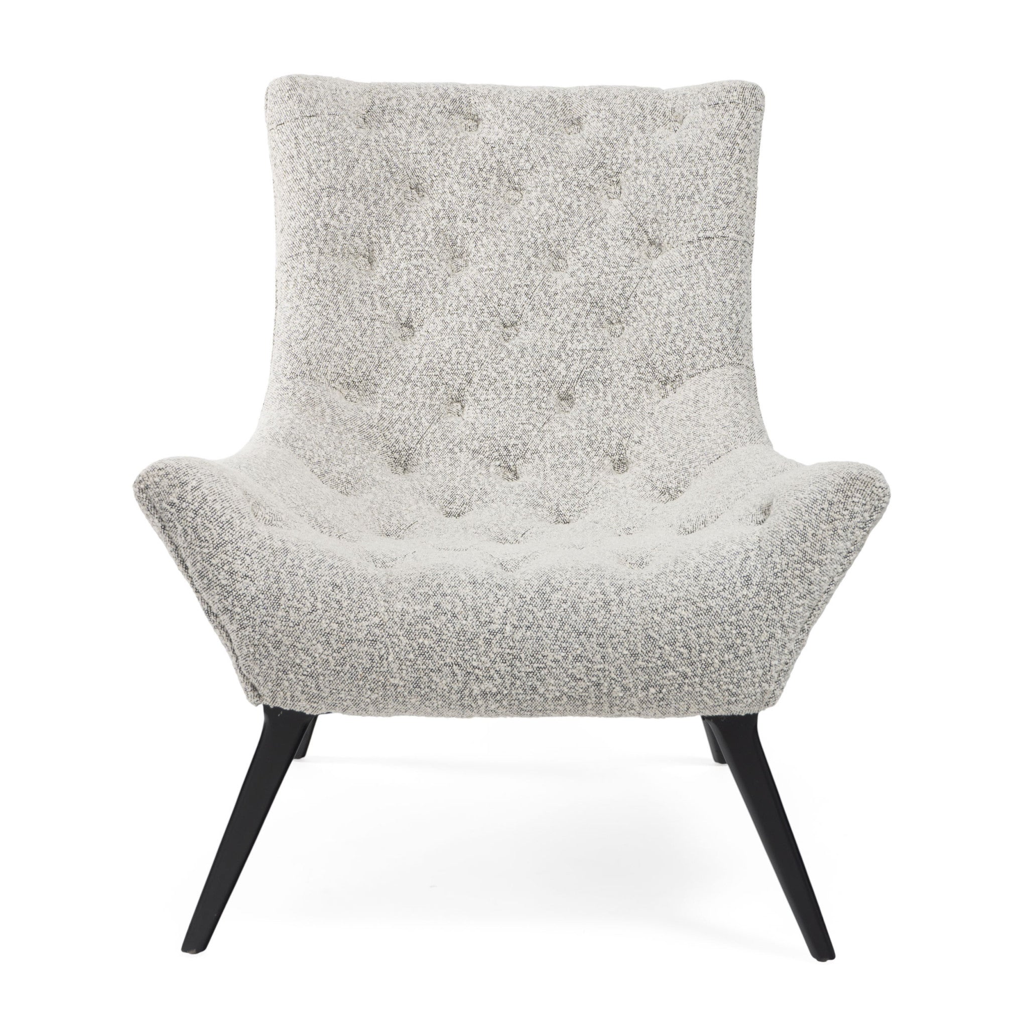 32" Gray and Black Bouclé Tufted Chair