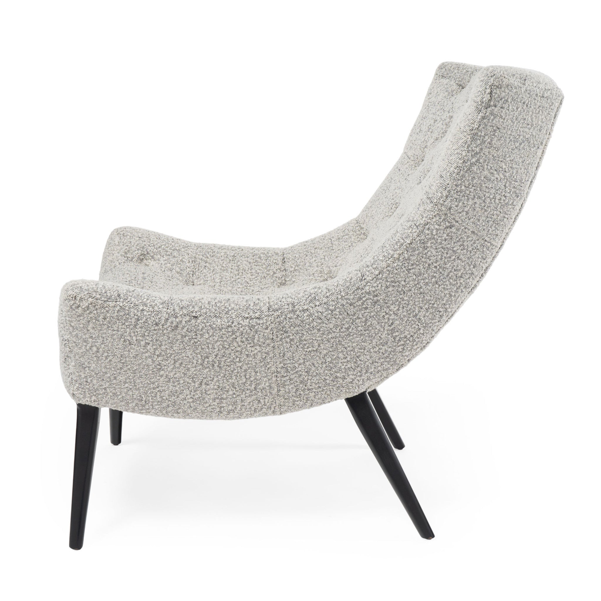 32" Gray and Black Bouclé Tufted Chair
