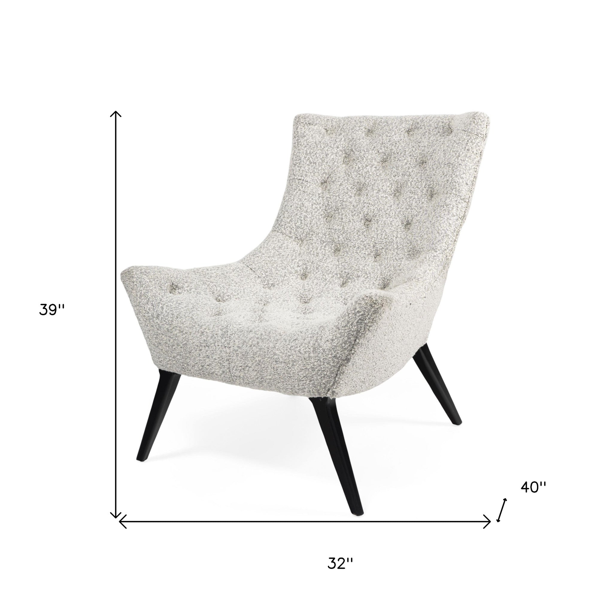 32" Gray and Black Boucle Tufted Chair