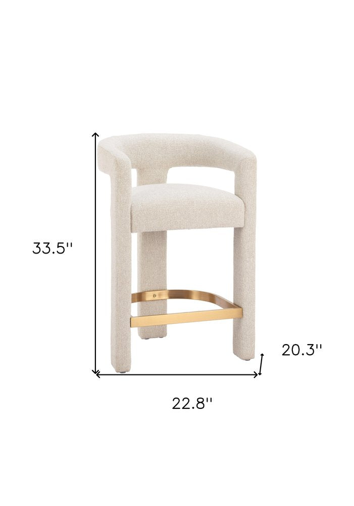 34" Beige Polyester Tri-Leg Barrel Bar Chair
