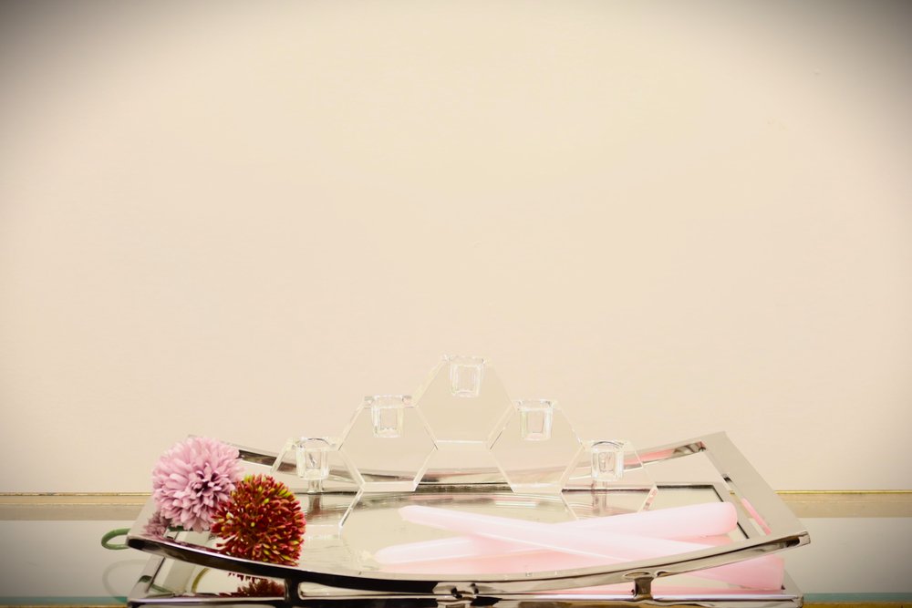 11" Clear Crystal Geometric 5-Candle Holder