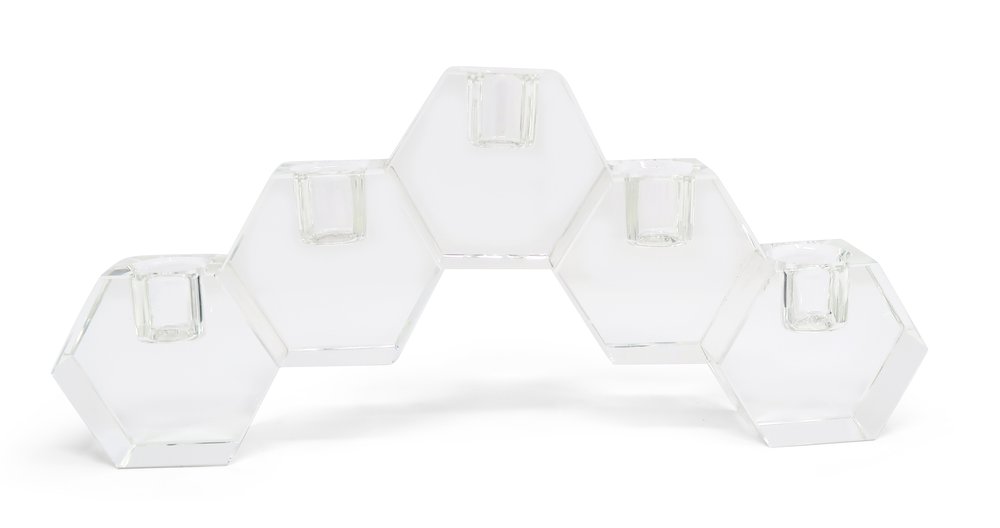 11" Clear Crystal Geometric 5-Candle Holder
