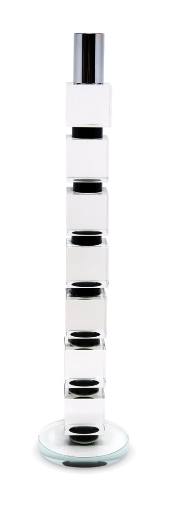 15" Silver and Clear Crystal Taper Candle Holder