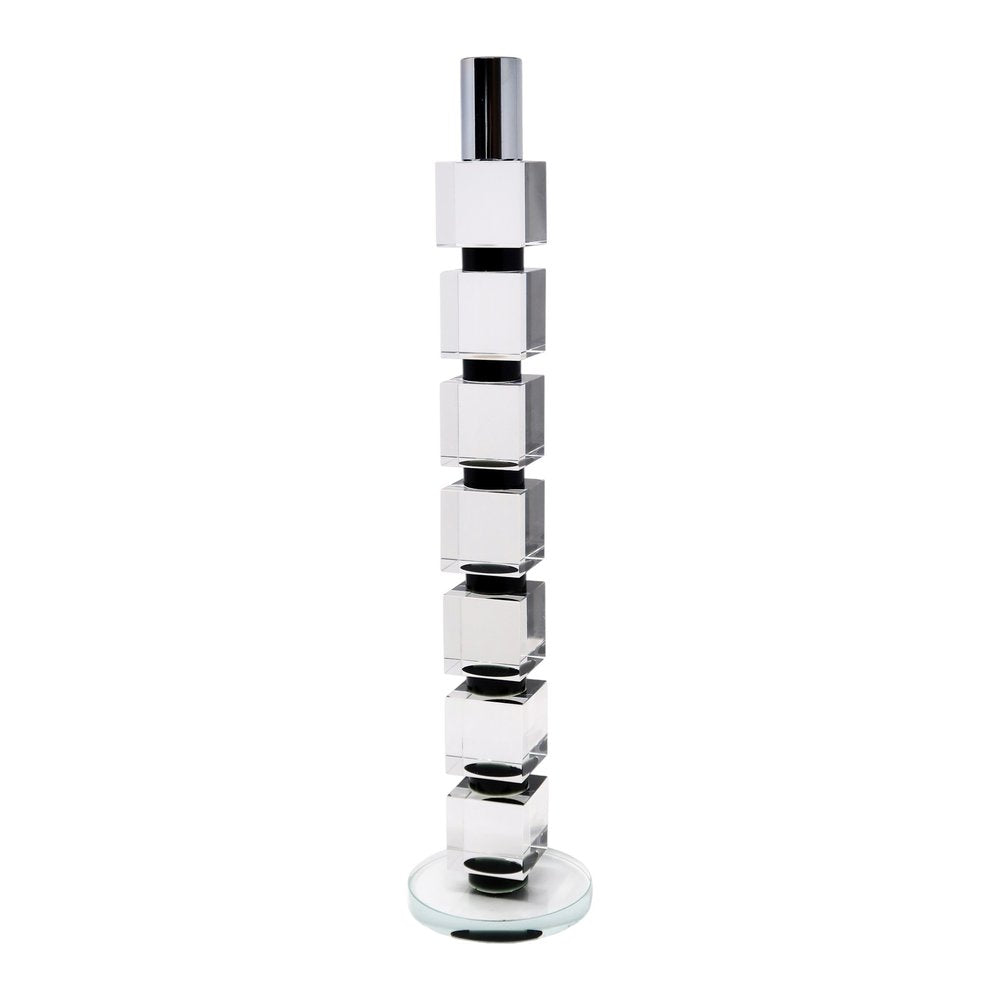 15" Silver and Clear Crystal Taper Candle Holder