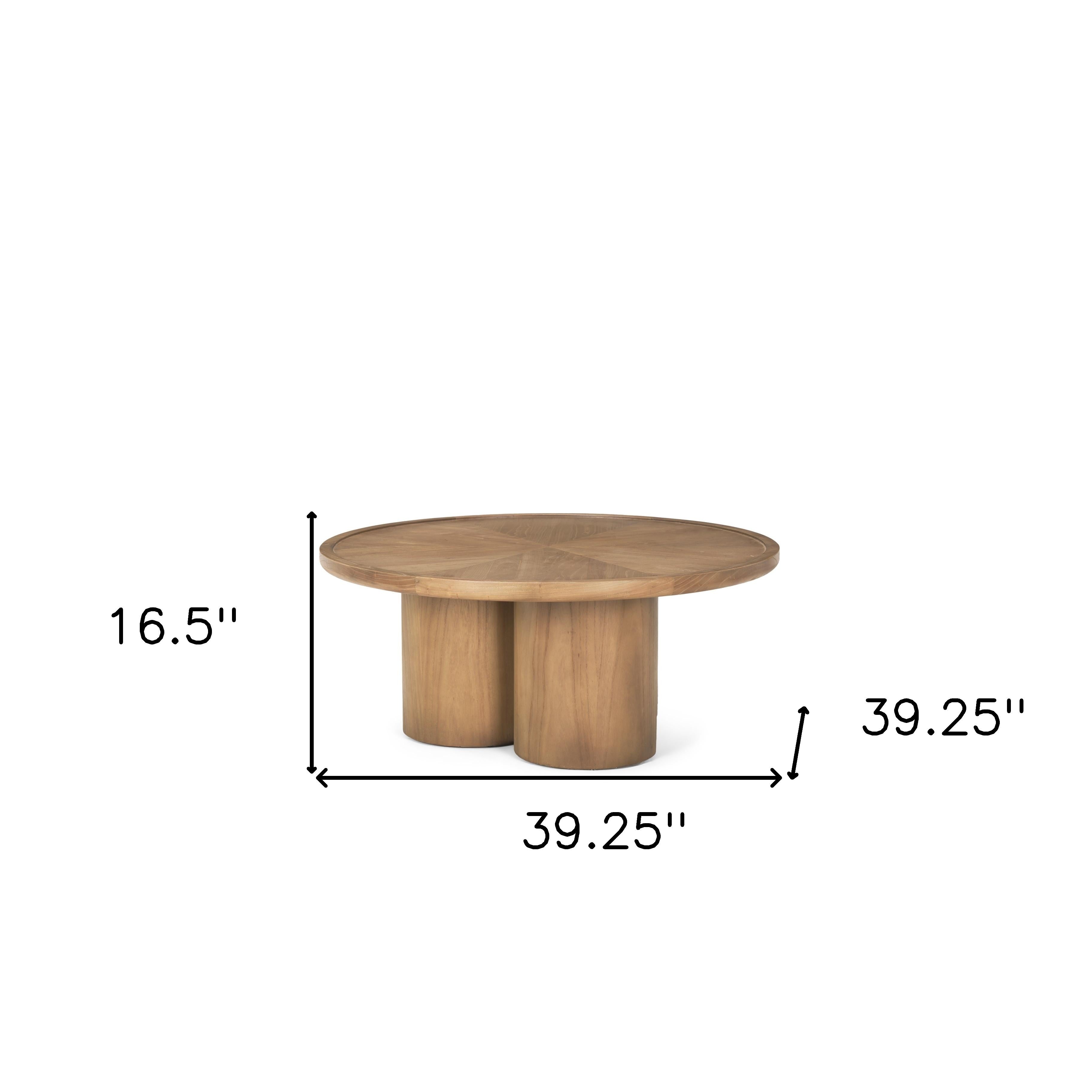 39" Wood Tri-Pillar Coffee Table
