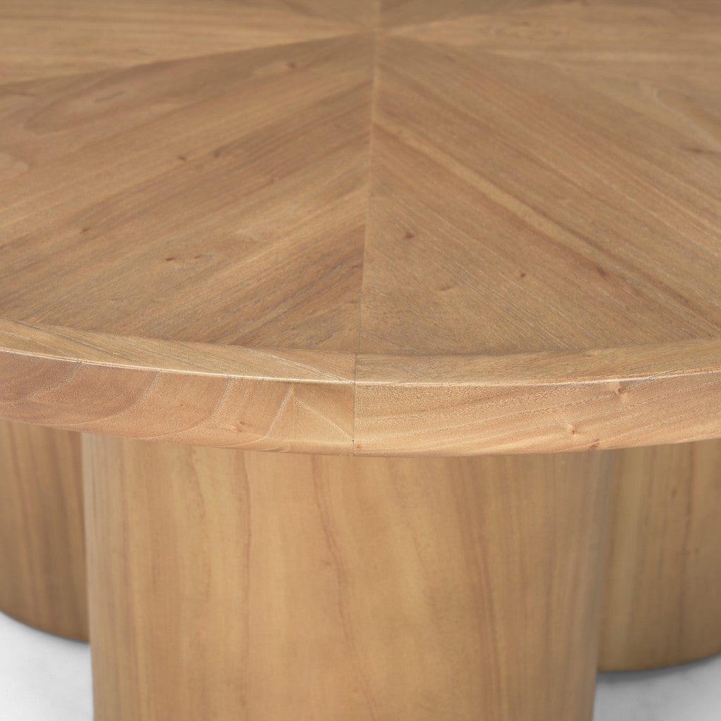 39" Wood Tri-Pillar Coffee Table