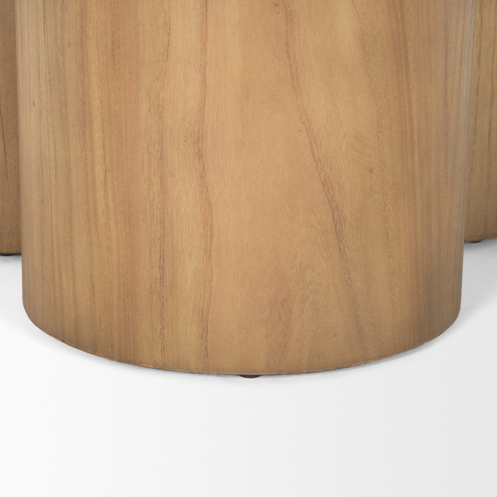 39" Wood Tri-Pillar Coffee Table