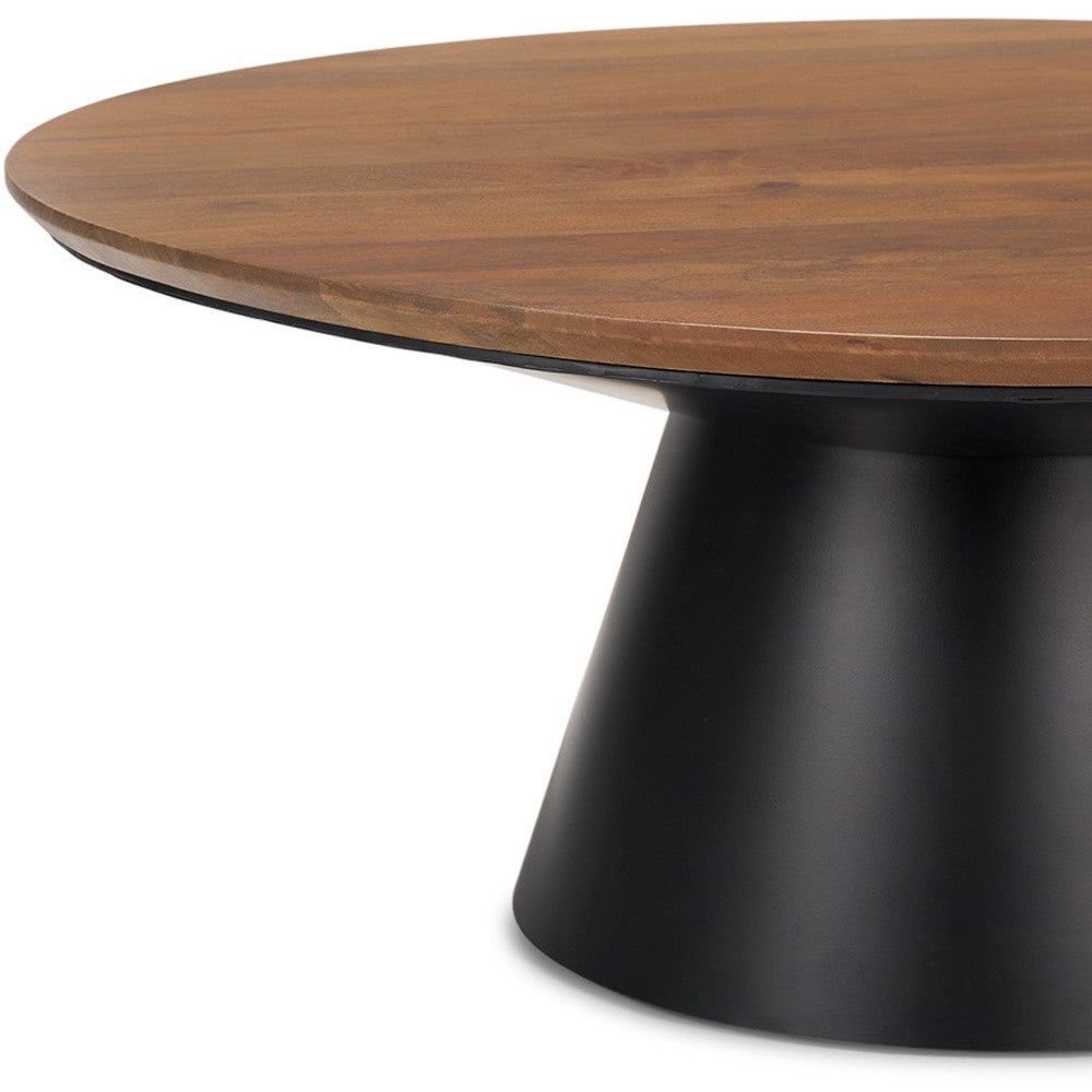 40" Brown and Black Wood Round Pedestal Coffee Table