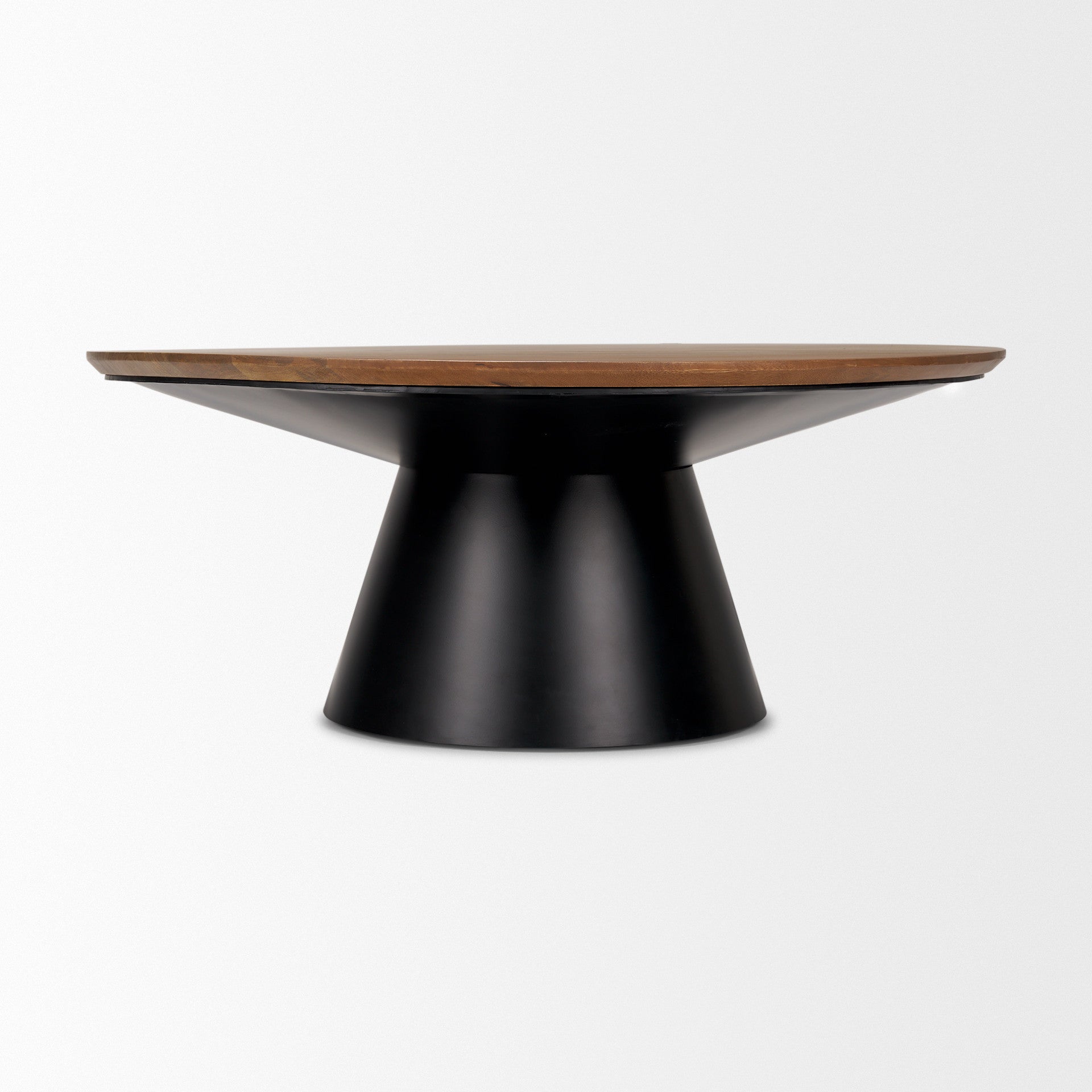 40" Brown and Black Wood Round Pedestal Coffee Table