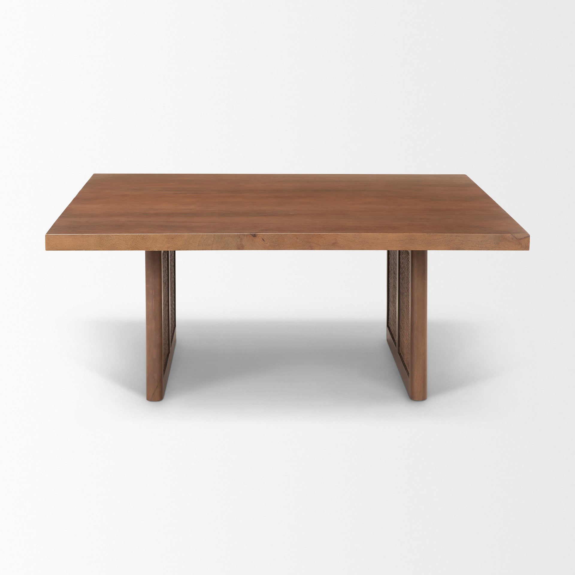 42" Brown Wood and Wicker Square Coffee Table