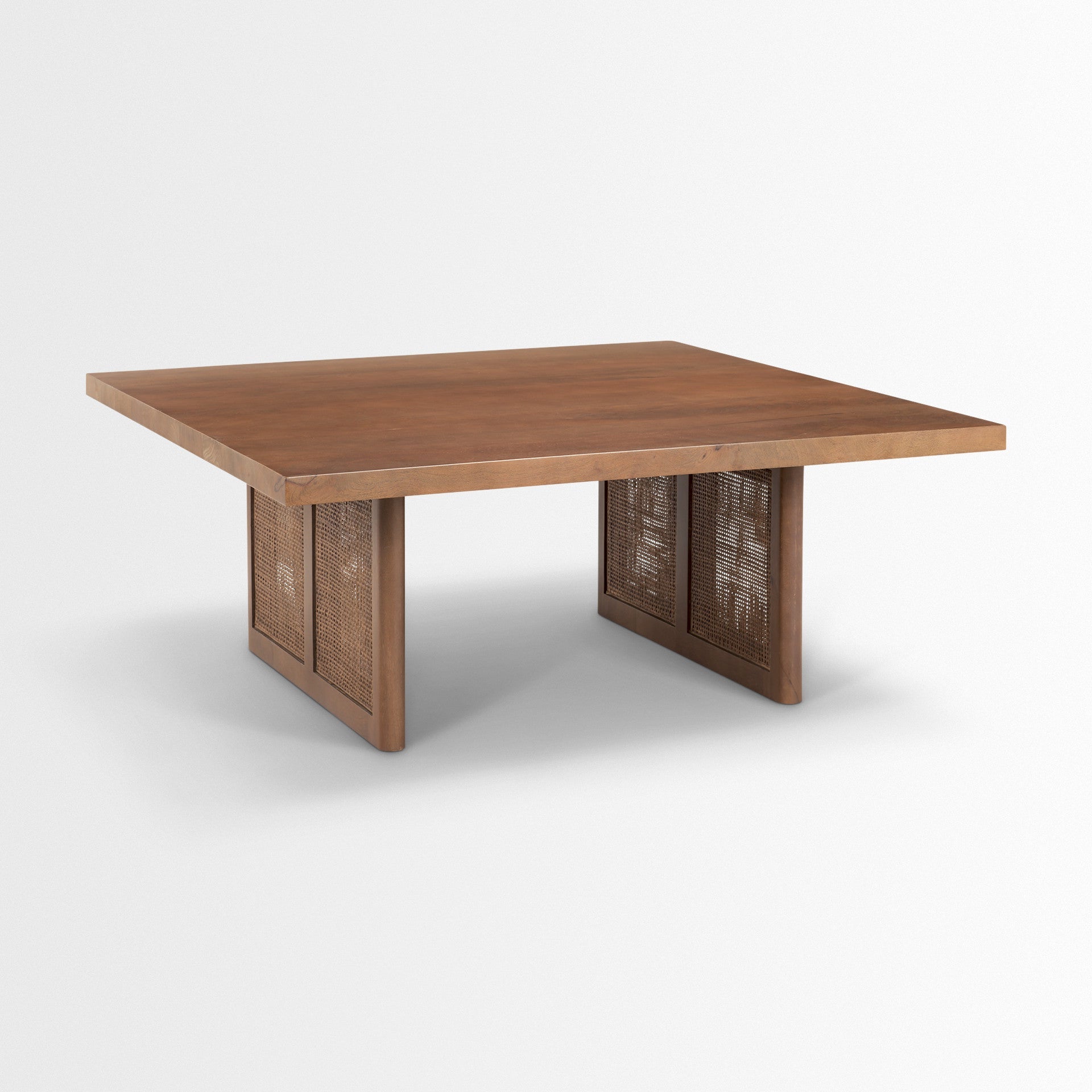 42" Brown Wood and Wicker Square Coffee Table