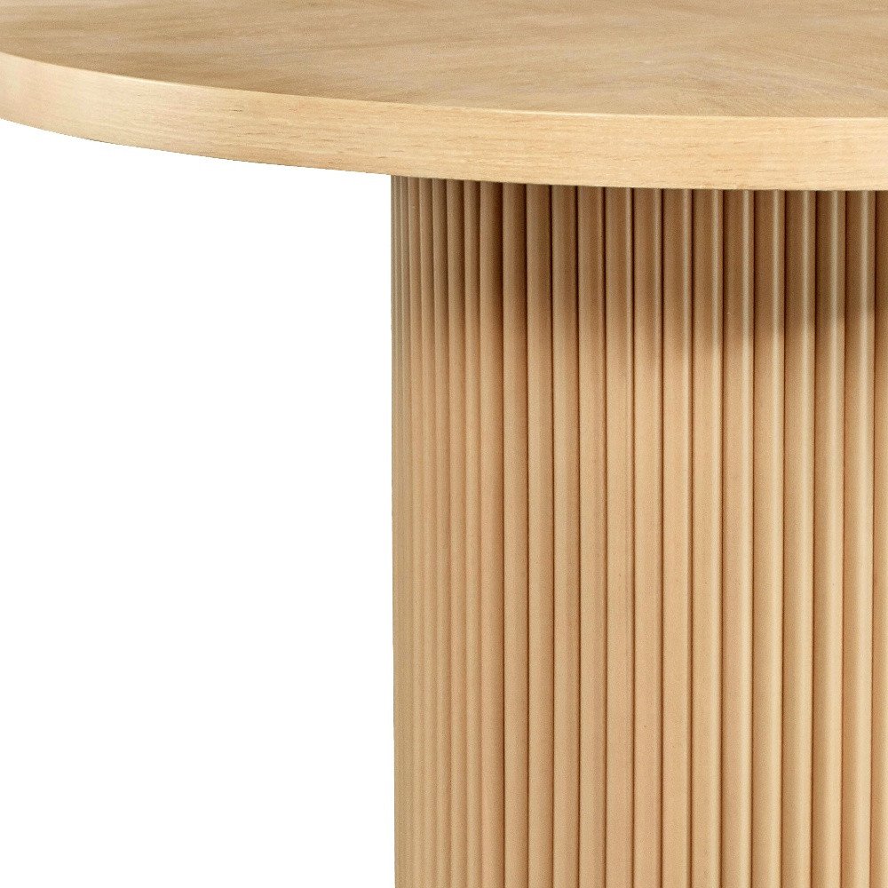 48" Natural Fluted Wood Round Dining Table