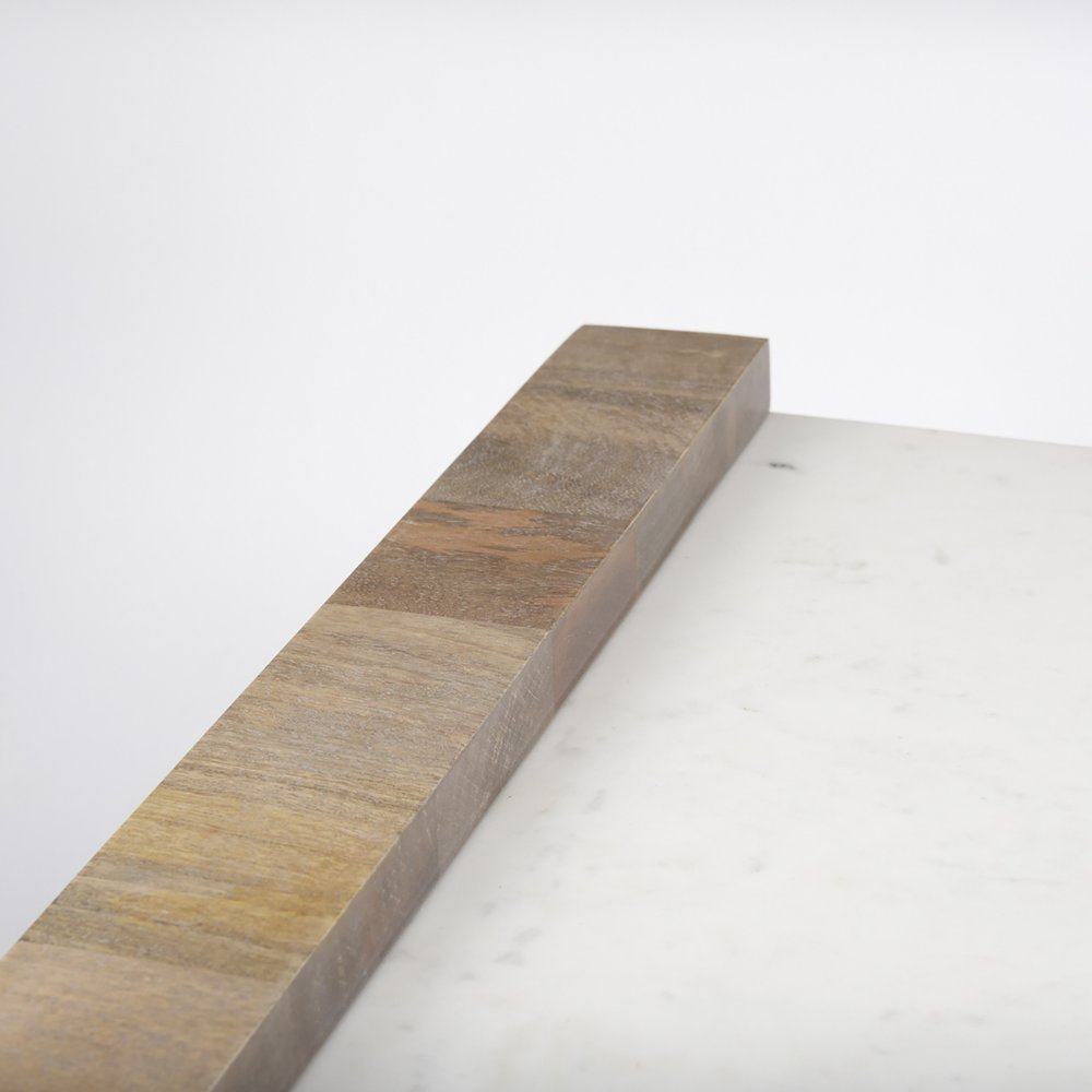 48" Natural and White Wood and Marble Coffee Table