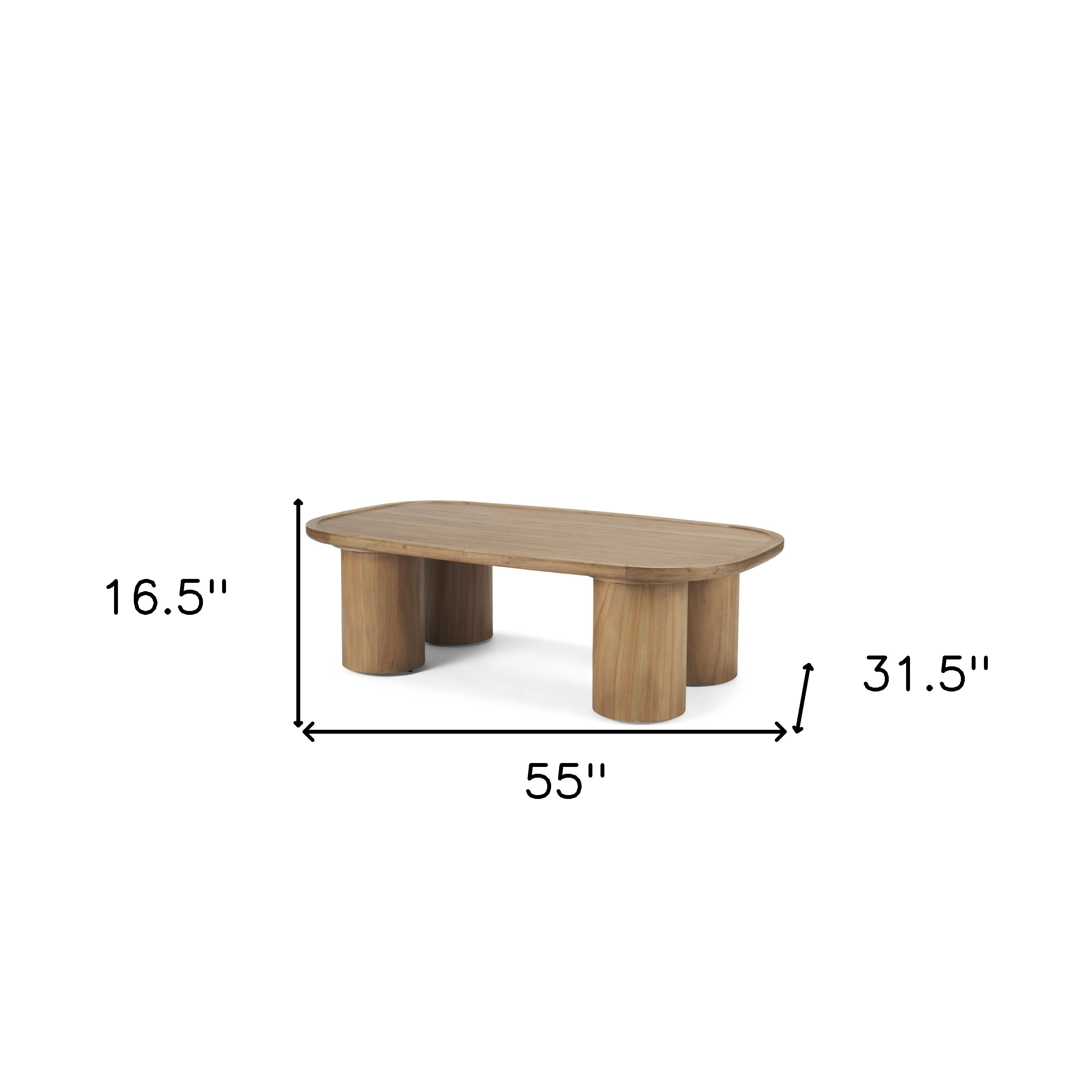 55" Natural Wood Scandinavian Oval Coffee Table