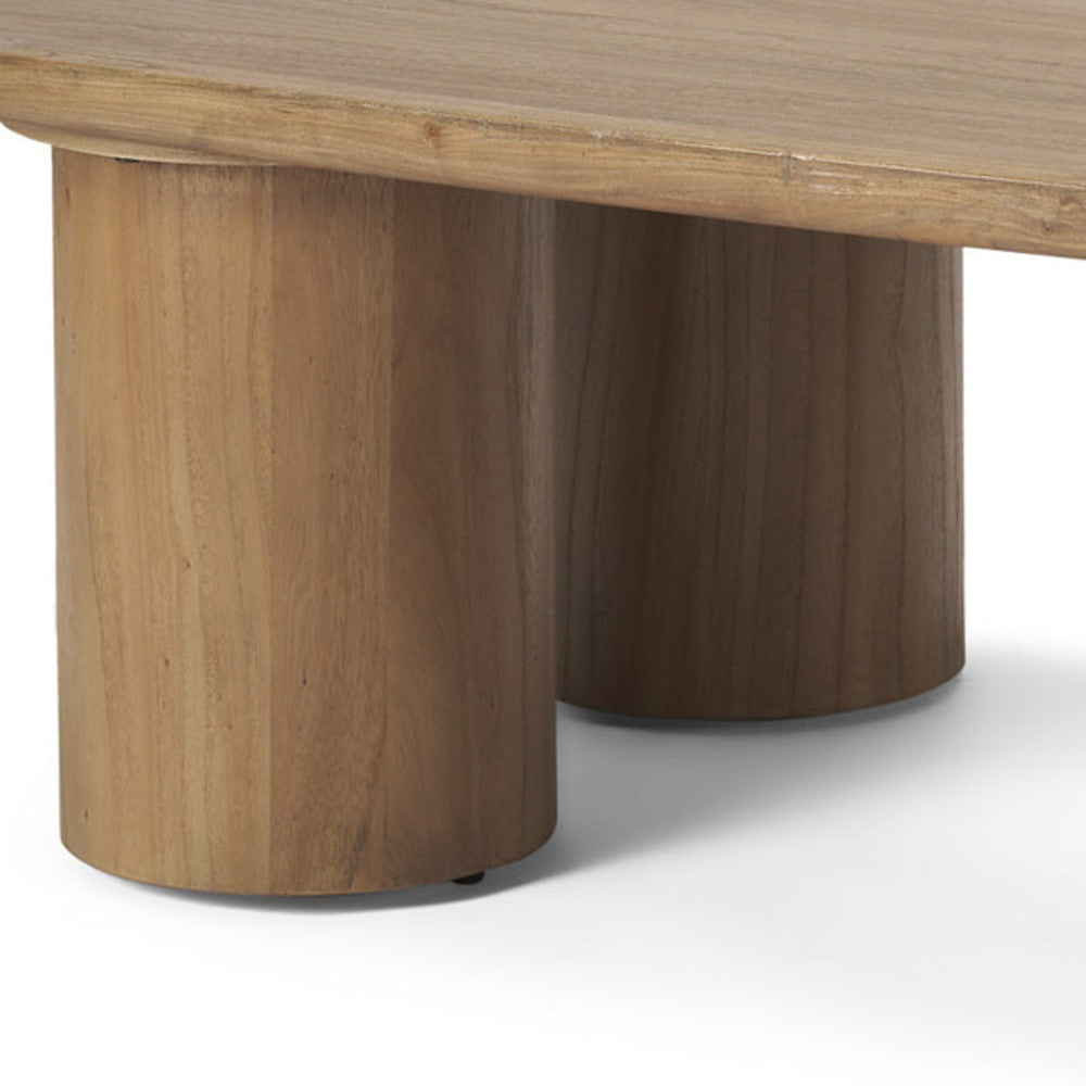 55" Natural Wood Scandinavian Oval Coffee Table