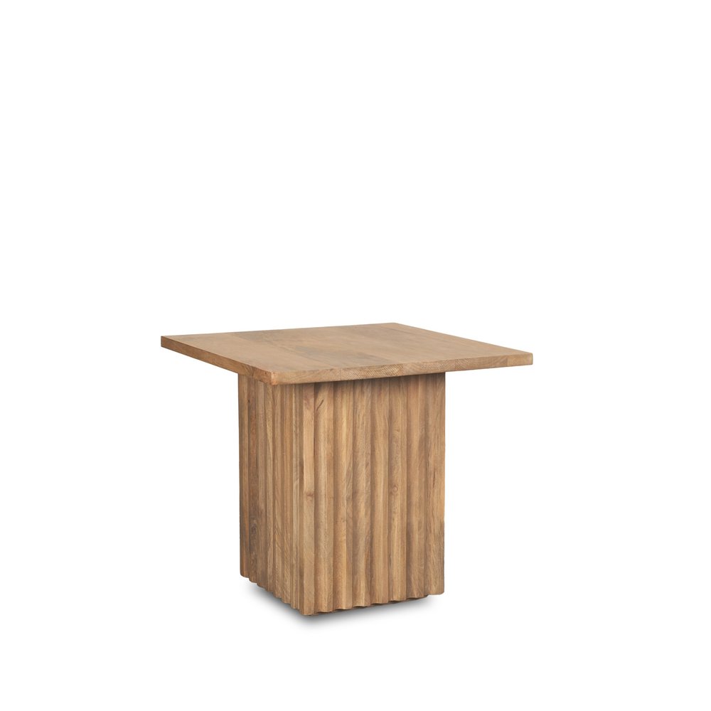 24" Modern Ribbed Wood End Table
