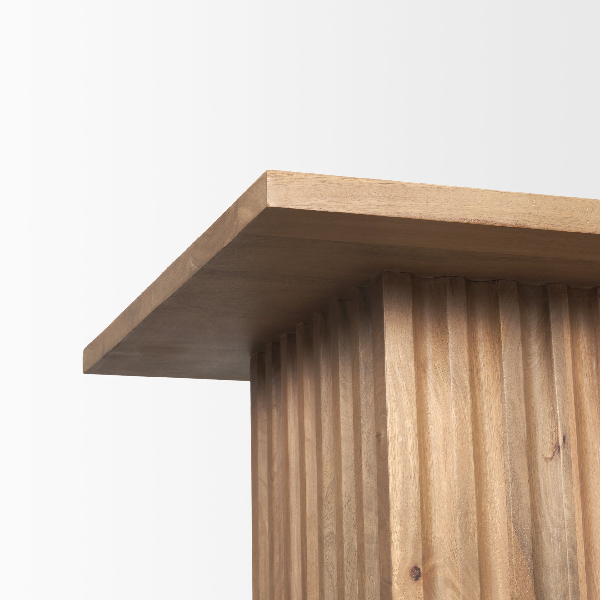 24" Natural Ribbed Wood End Table