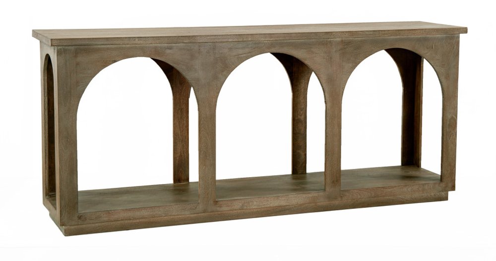 77" Brown Arch Wood Console Table