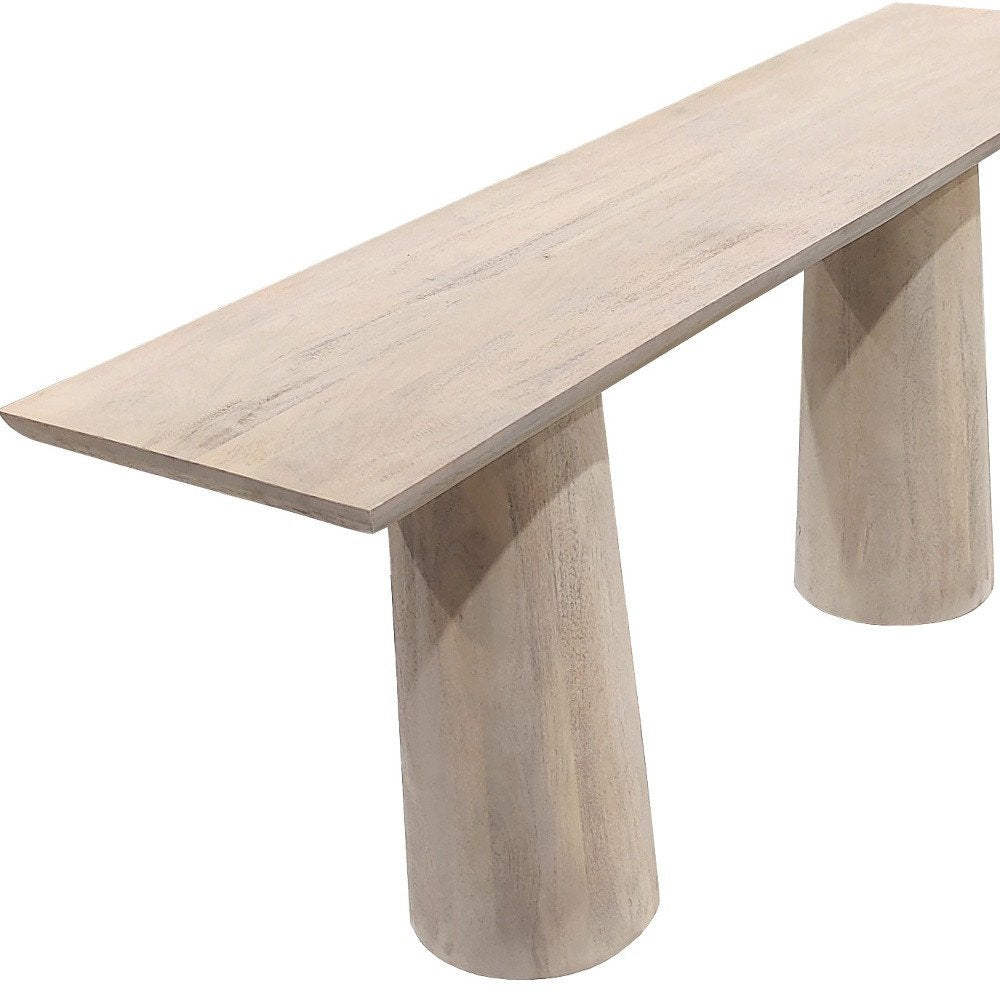 72" Natural Double Pedestal Wood Console Table
