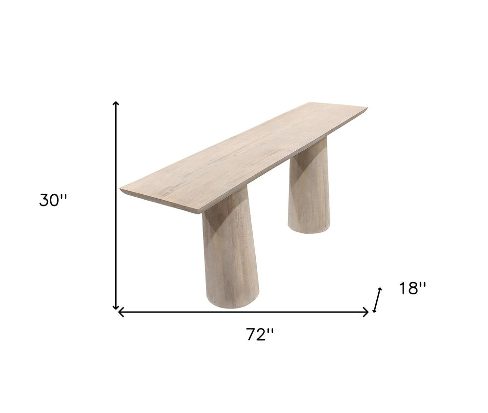 72" Natural Double Pedestal Wood Console Table