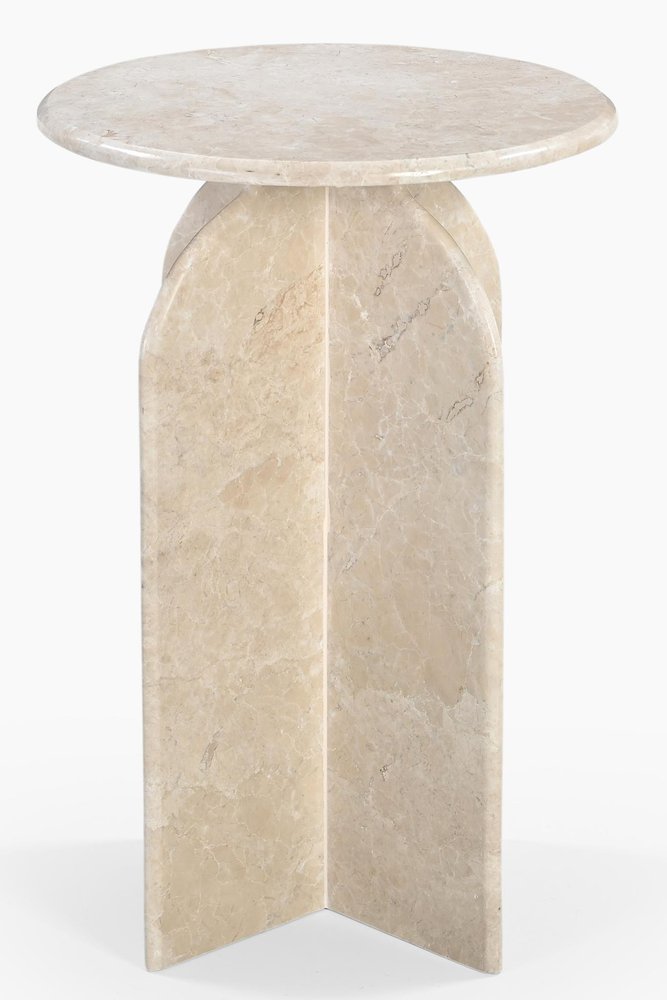 24" Marble Round Fin End Table
