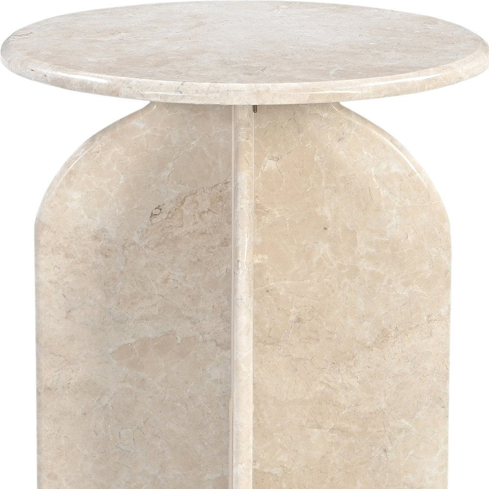 24" Marble Round Fin End Table
